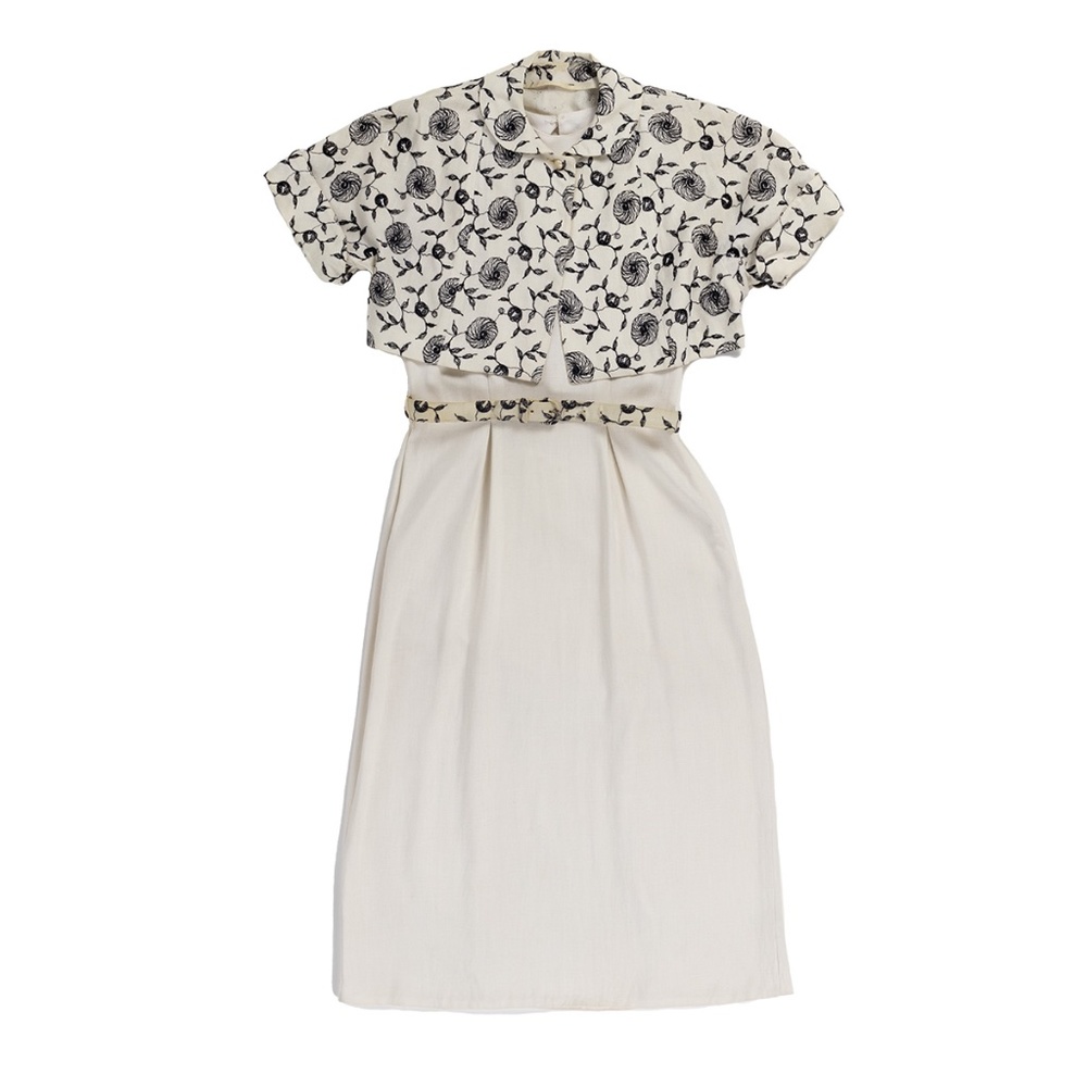 Sport Whirl, White Sleeveless Dress with Bolero Jacket, Vintage